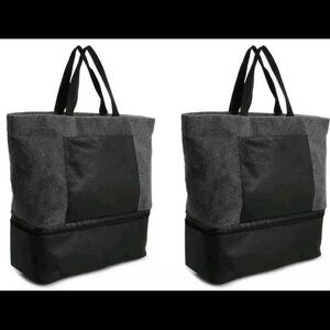 Bundle of 2- DSW Gray Felt Faux Leather Large Weekender Tote